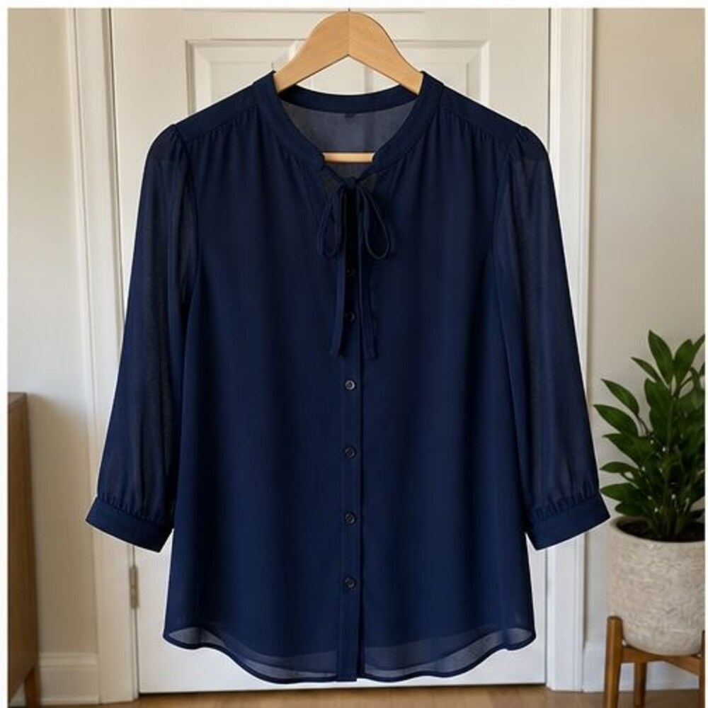 Navy Smocked Top
